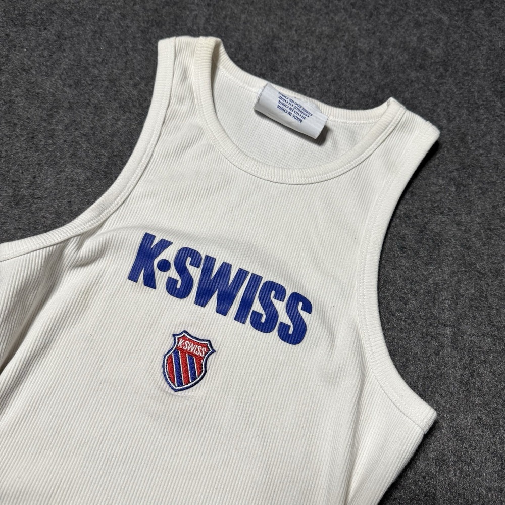 K Swiss x Forever 21 Ribbed Logo Tank Top‎ Womens M Y2K Retro Streetwear - Picture 2 of 7